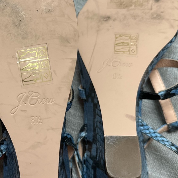 J. Crew T-Strap Wedges in Snake-Embossed Leather in Sky Blue - Picture 7 of 10